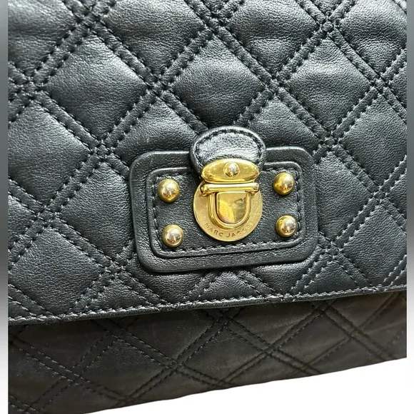 Marc Jacobs Black Quilted Shoulder Bag with Gold Chain